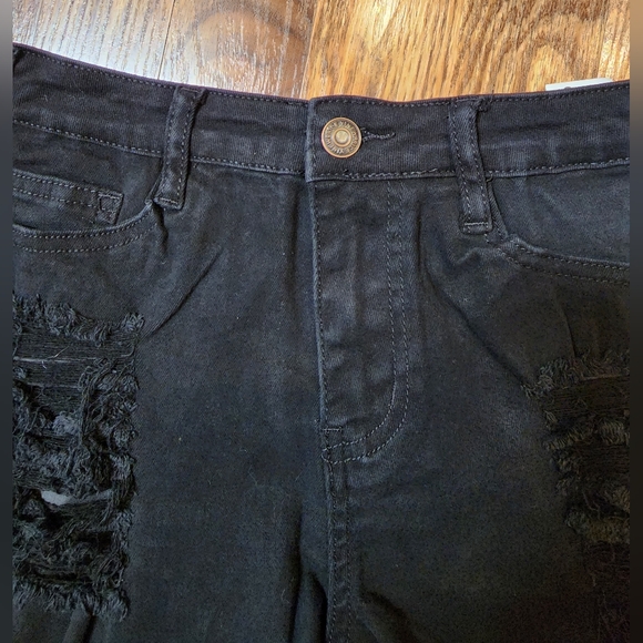🔥 Sexy 🔥 Black Distressed Side Lace-up Mid-Rise Denim Jean Shorts Size Small - Picture 6 of 12